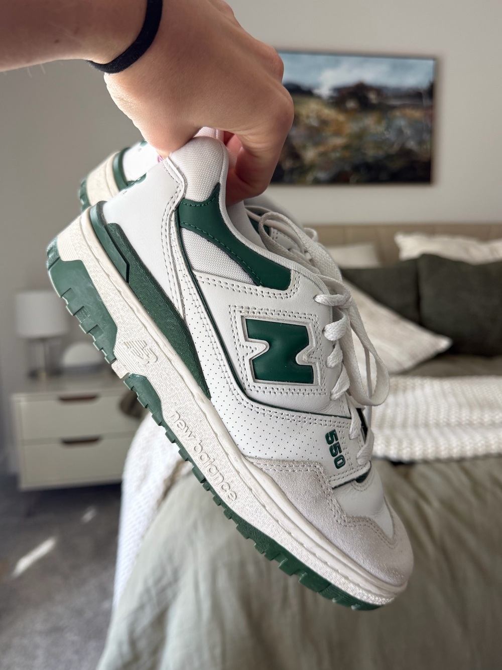 New Balance 550 White and Green Sneaker
